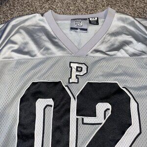Vintage Y2K PACO Football Jersey Silver Black Mesh Size 2XL Oversized Streetwear